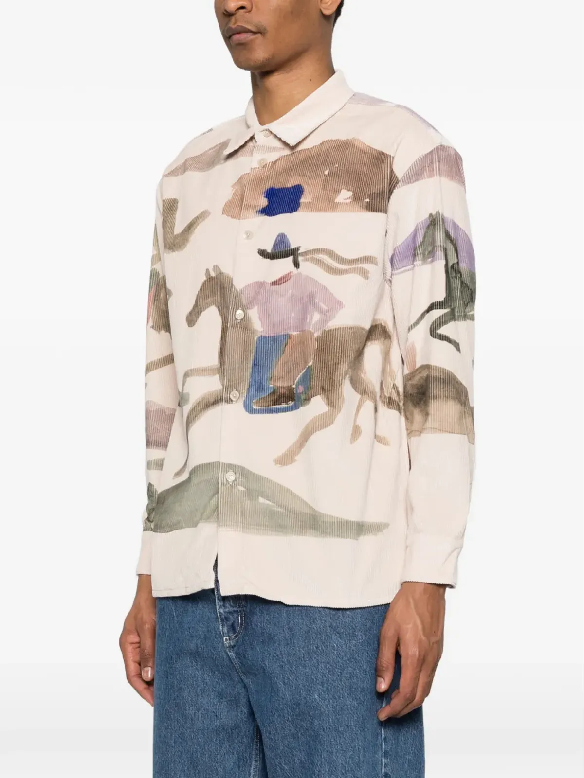 A Kind of Guise Derbin コーデュロイ ランニングホース柄シャツ - 画像3