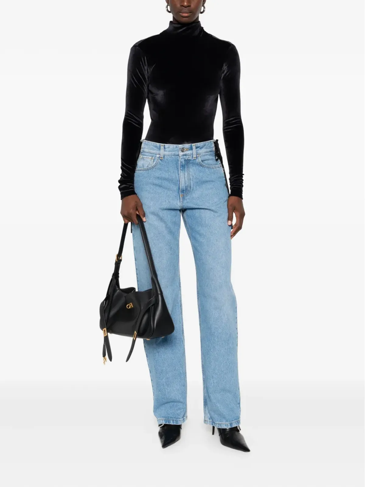 Mugler レースアップディテール コットン ジーンズ - 画像2