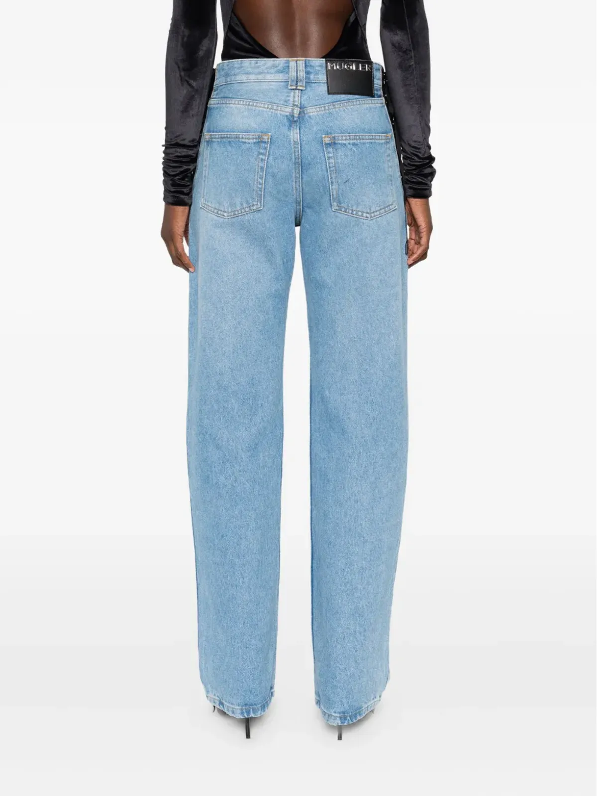 Mugler レースアップディテール コットン ジーンズ - 画像4