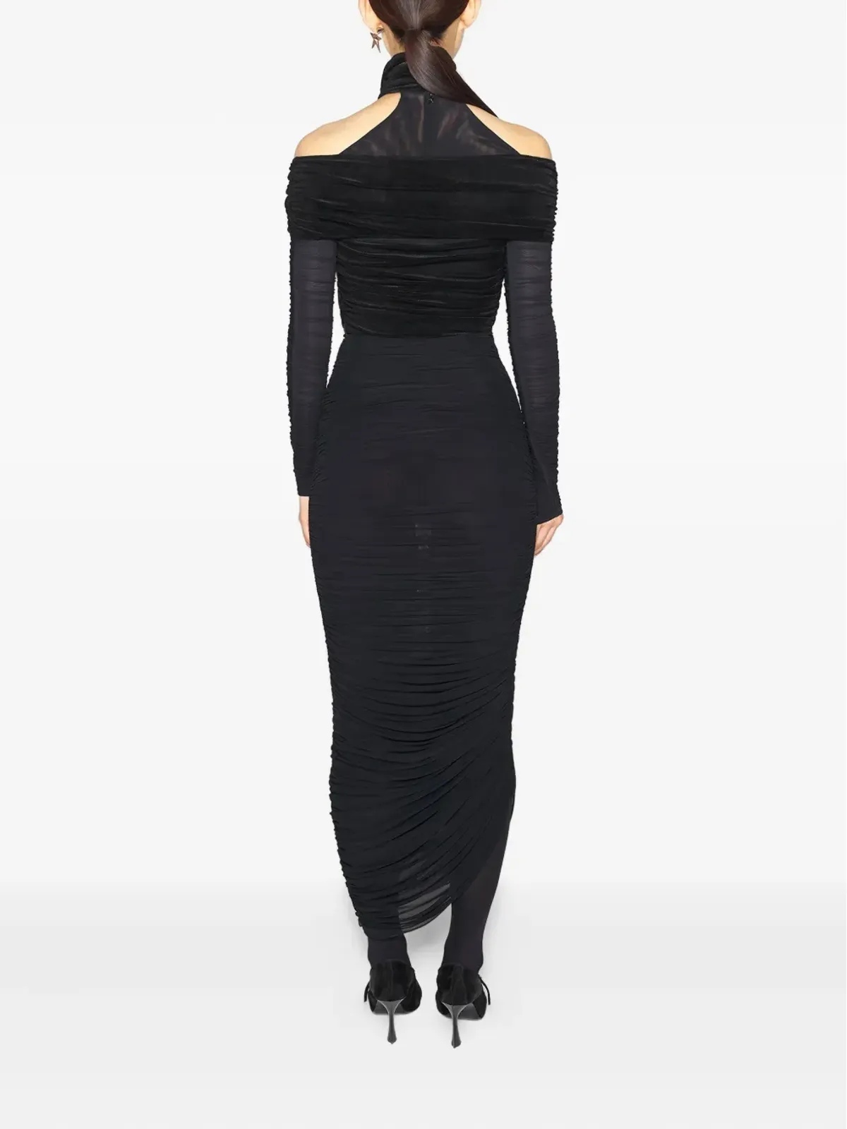 Mugler クロスネックライン ドレープ ミディドレス - 画像2