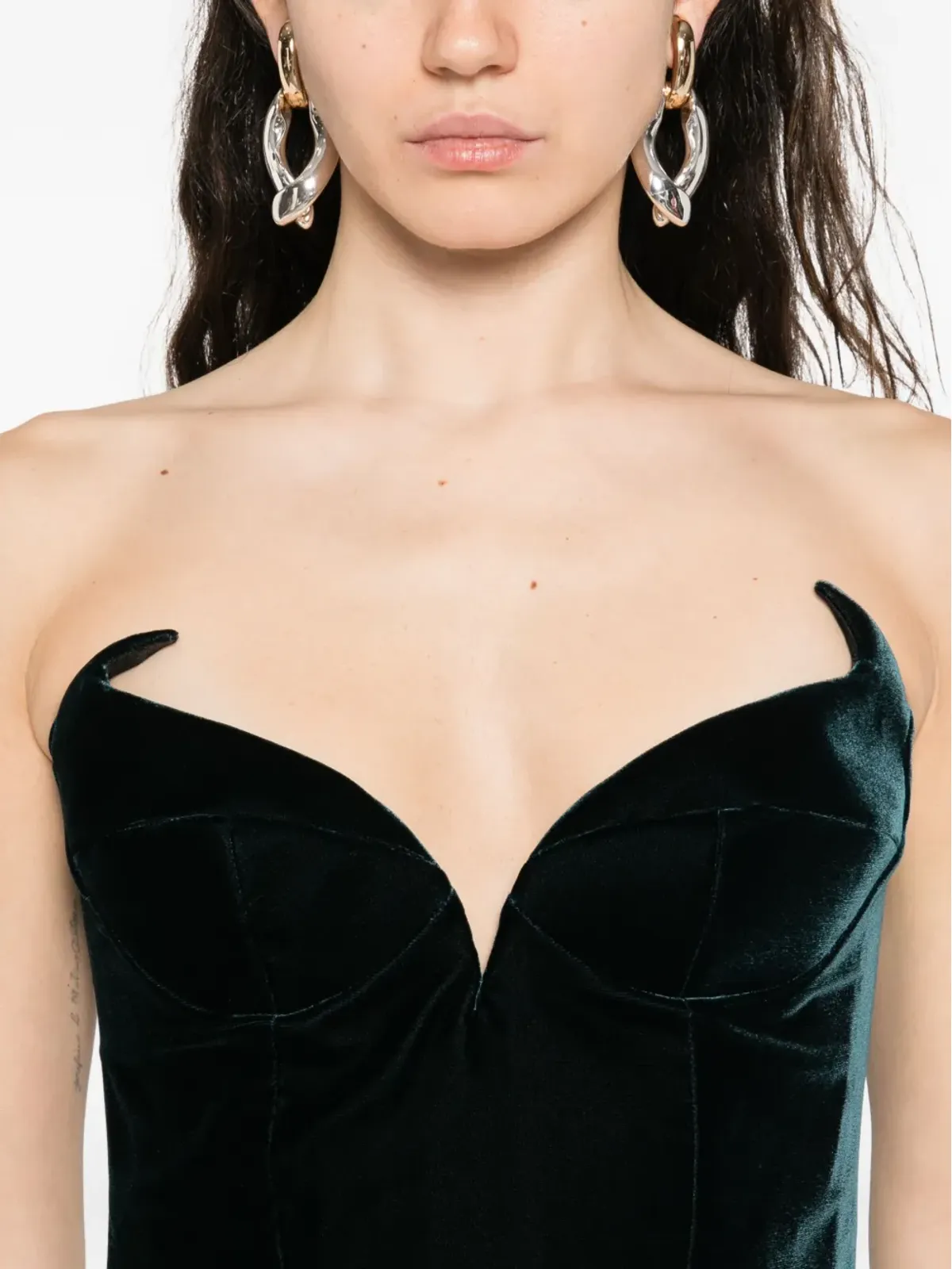 Mugler ベルベット ストラップレス ミディドレス - 画像5