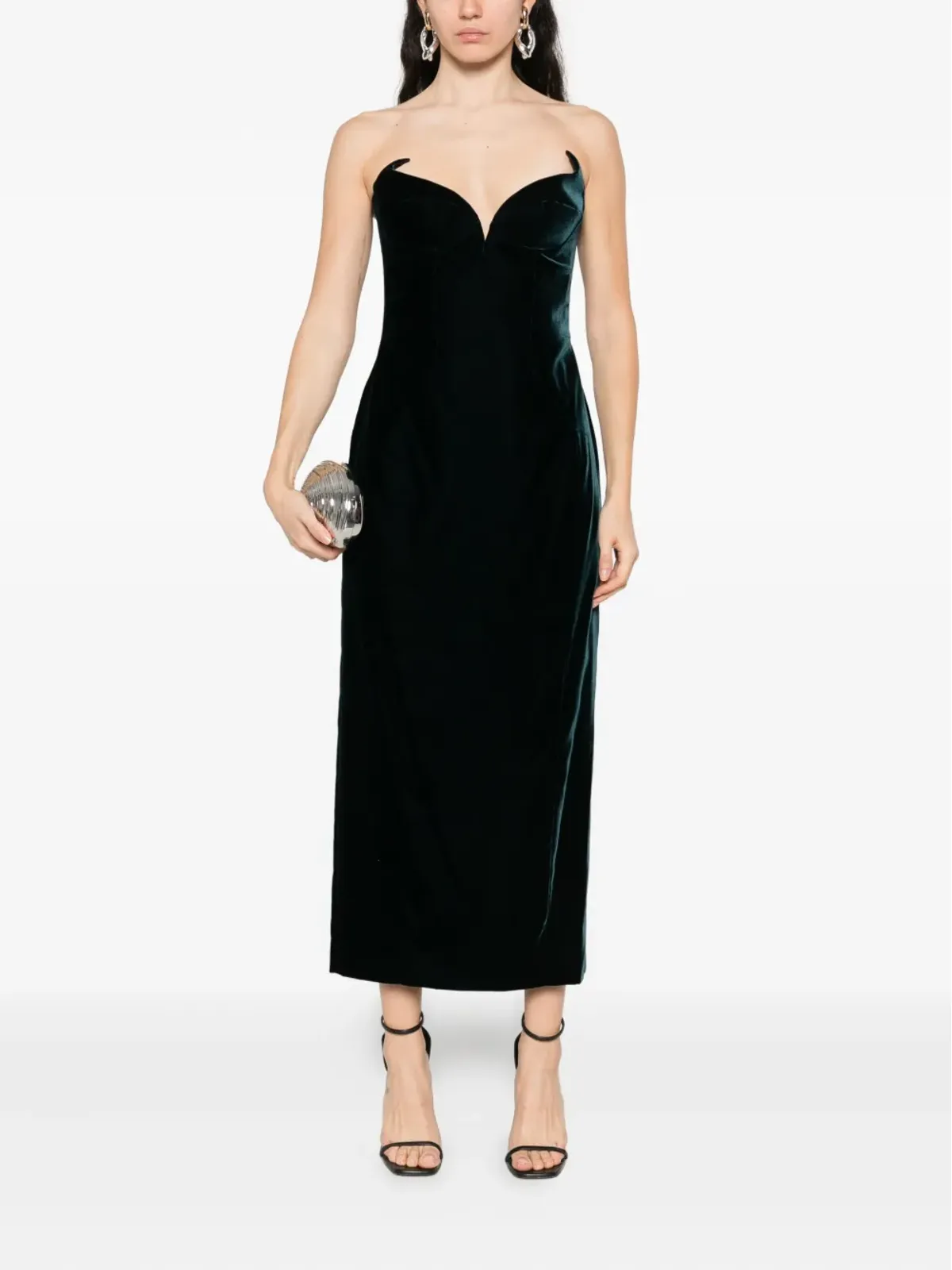 Mugler ベルベット ストラップレス ミディドレス - 画像2