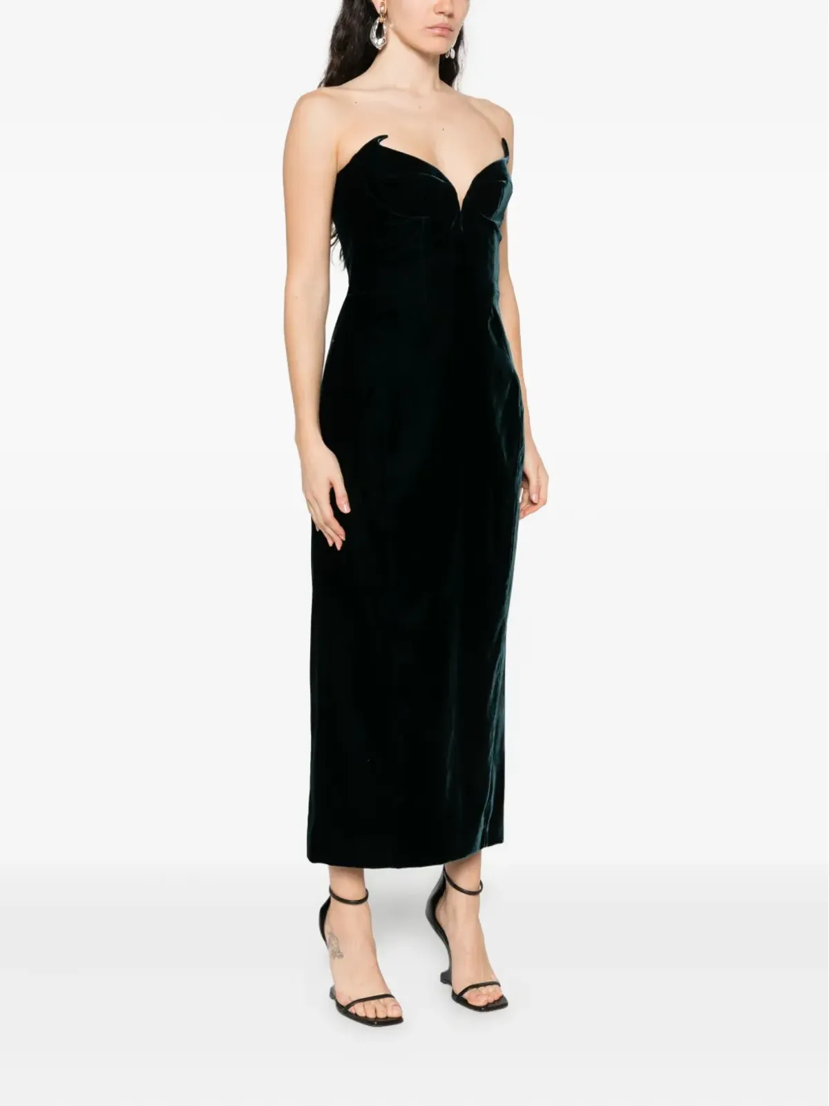 Mugler ベルベット ストラップレス ミディドレス - 画像3