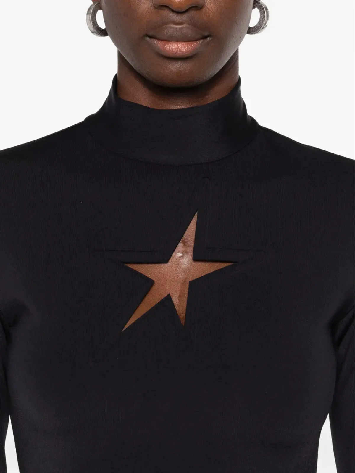 Mugler キーホールネック長袖ドレス（ブラック） - 画像5