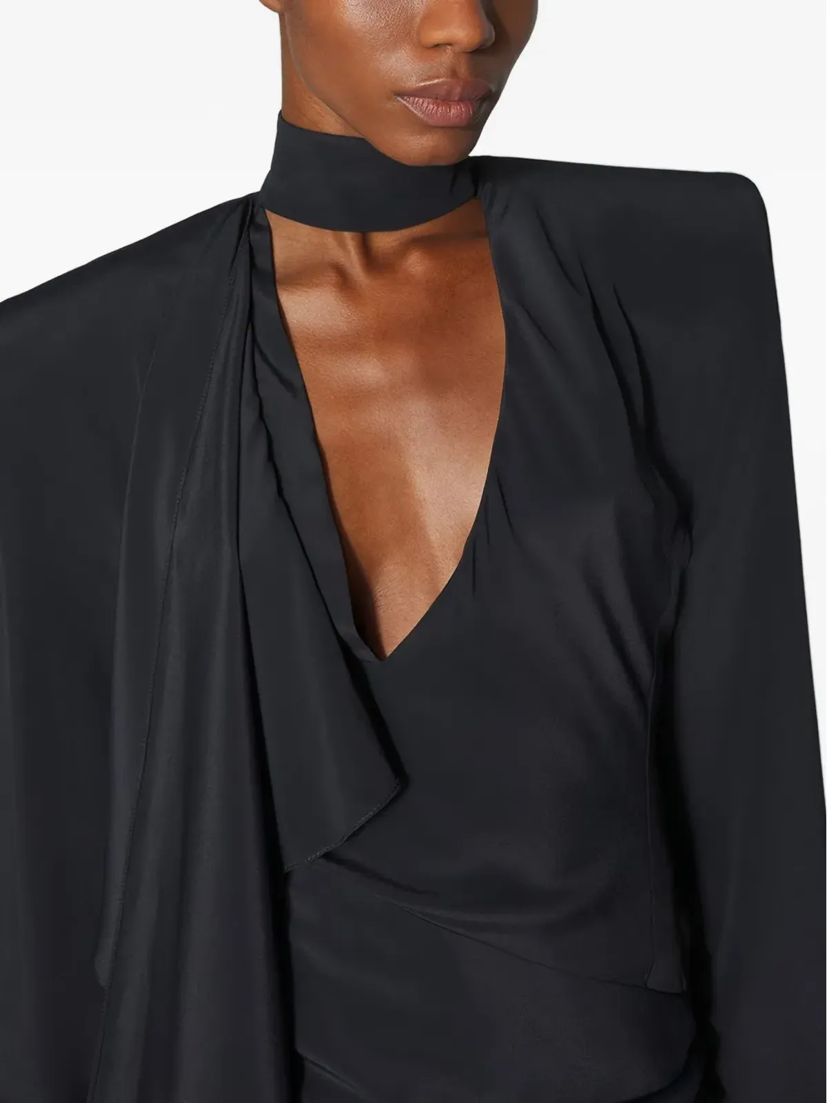 Mugler パッド入りショルダー ハイネック ミニドレス - 画像4