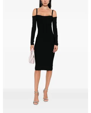 Mugler リブ編みオフショルミニドレス - サムネイル2