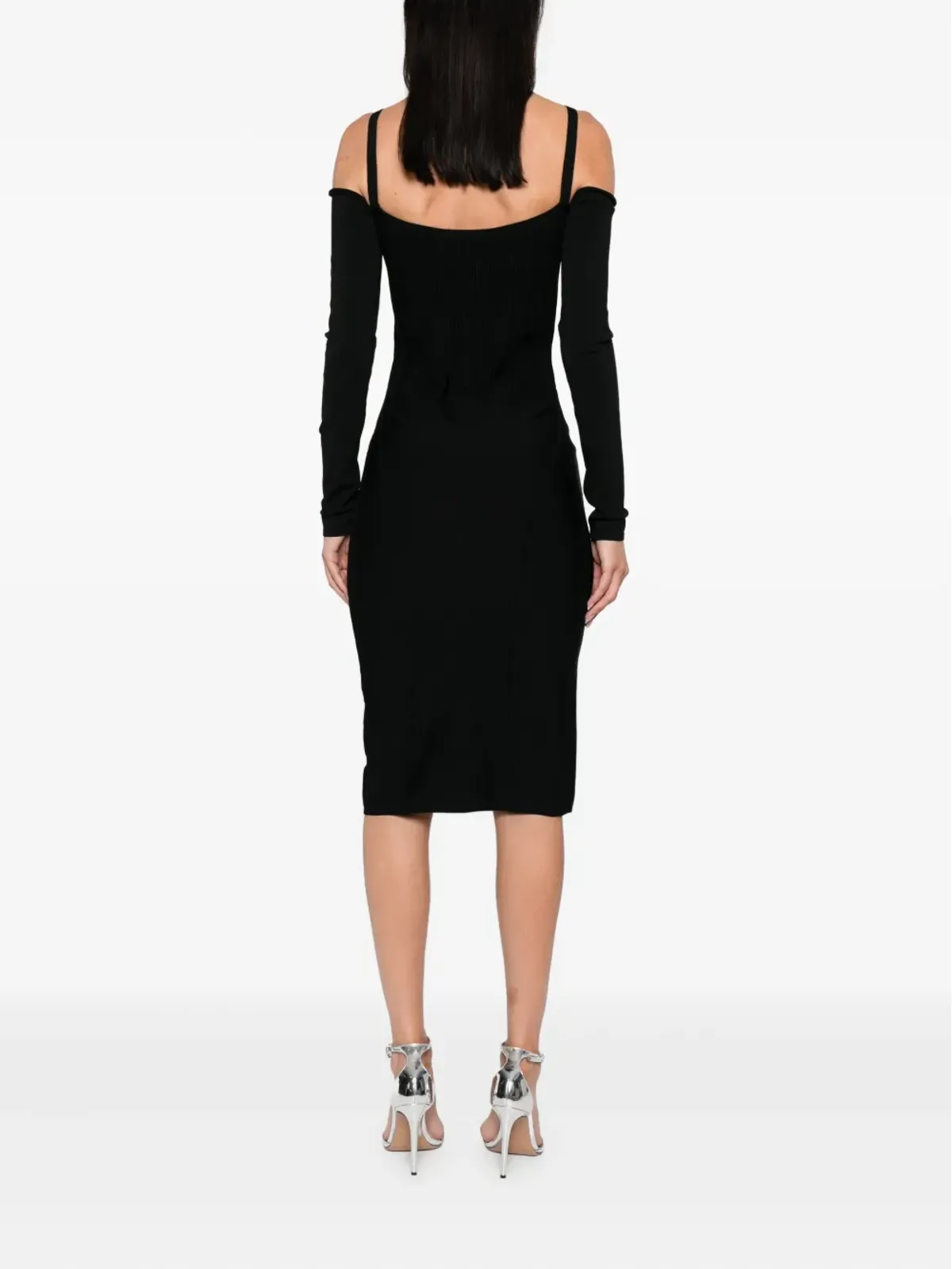 Mugler リブ編みオフショルミニドレス - 画像4