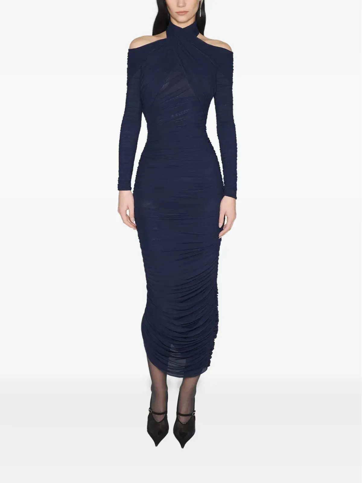Mugler ドレープミディドレス - 画像5