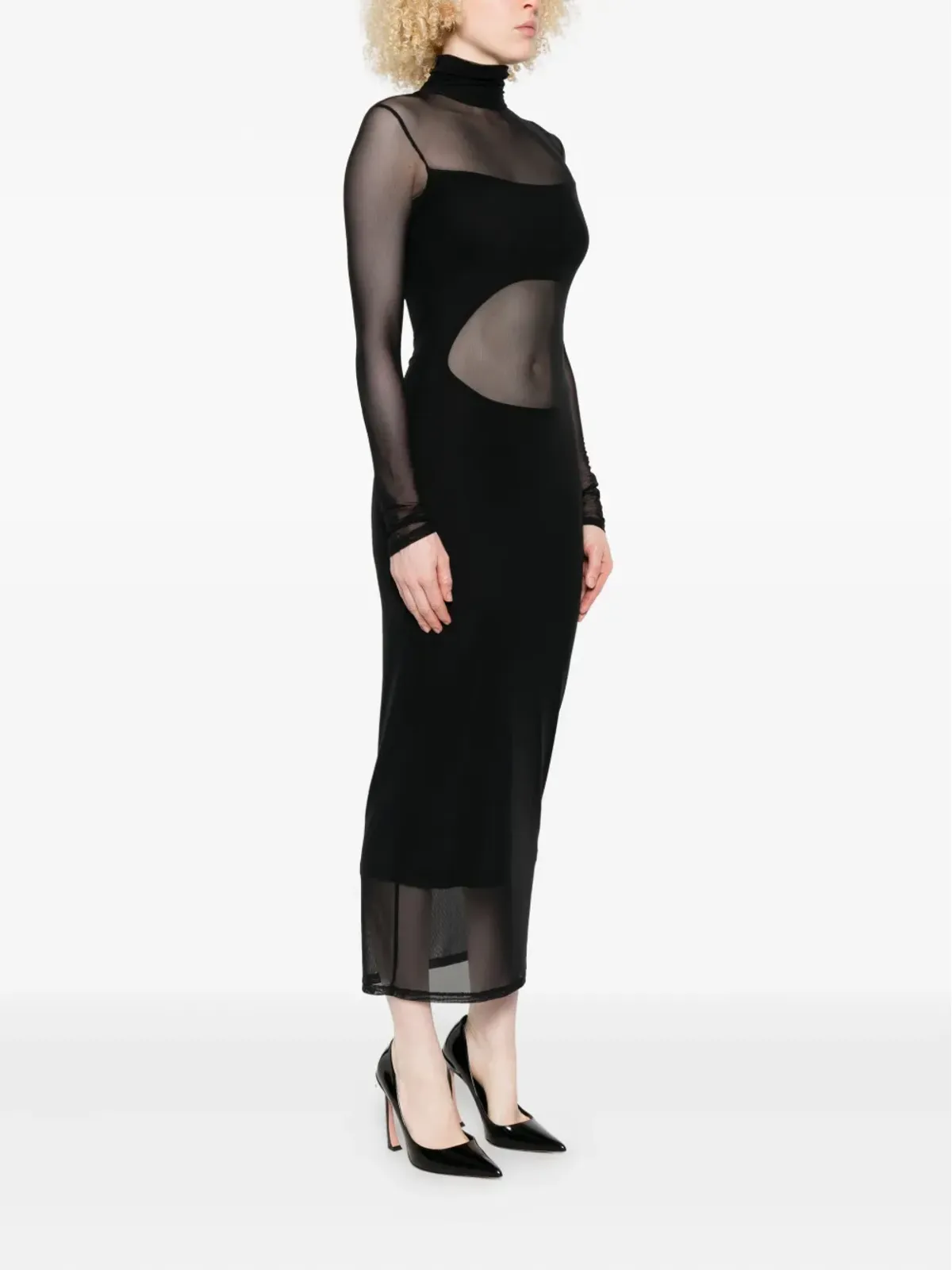 Mugler ハイネックメッシュマキシドレス - 画像3