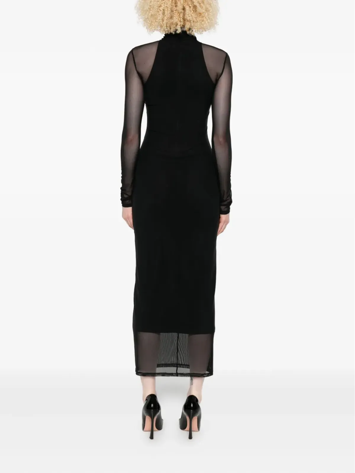 Mugler ハイネックメッシュマキシドレス - 画像4