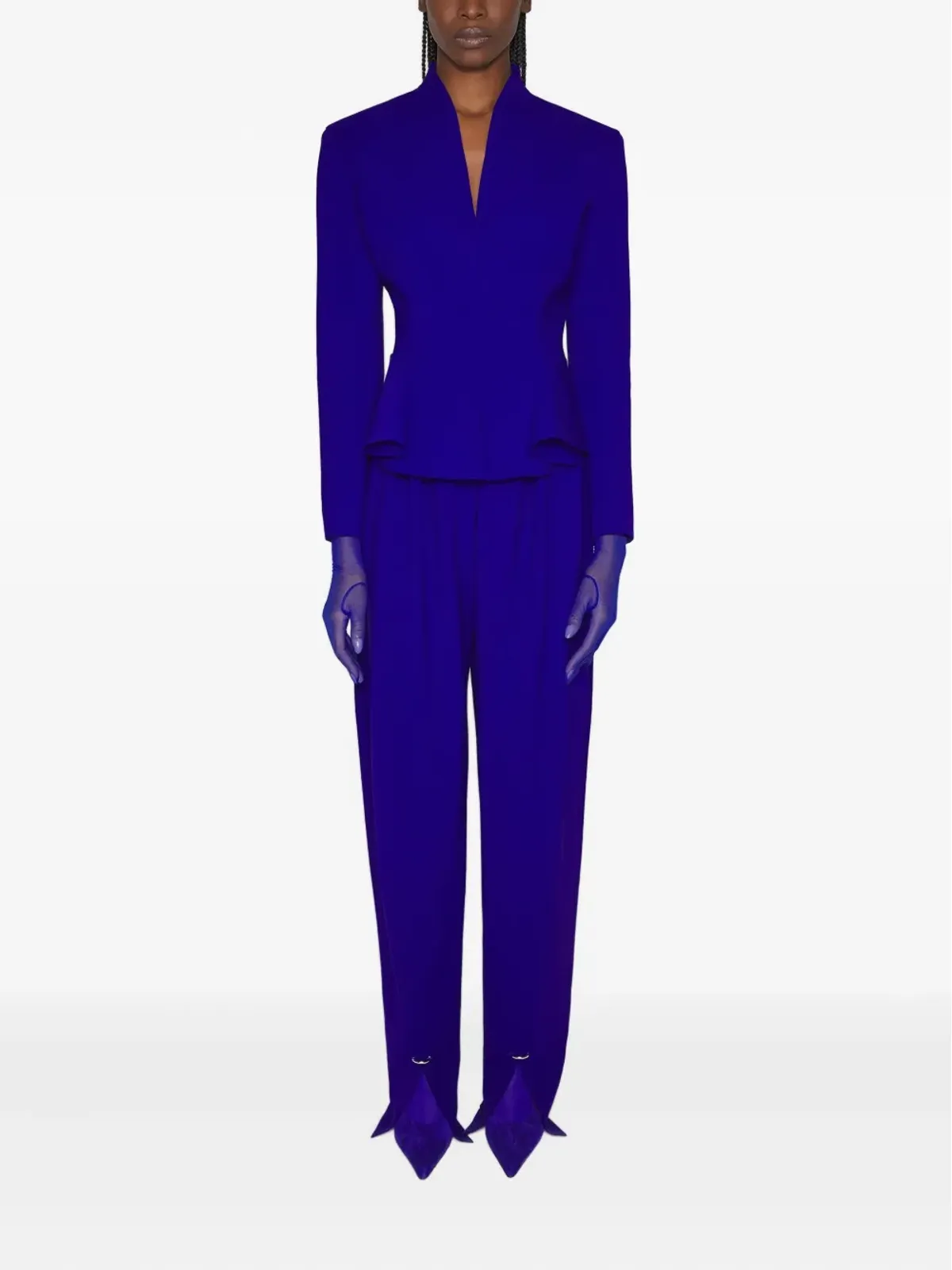 Mugler プリーツ入りスプリットヘムパンツ - 画像2