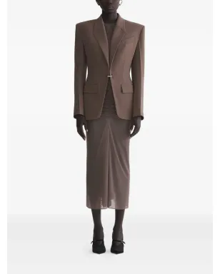 Mugler ギャザー入りメッシュ アシンメトリースカート - サムネイル2
