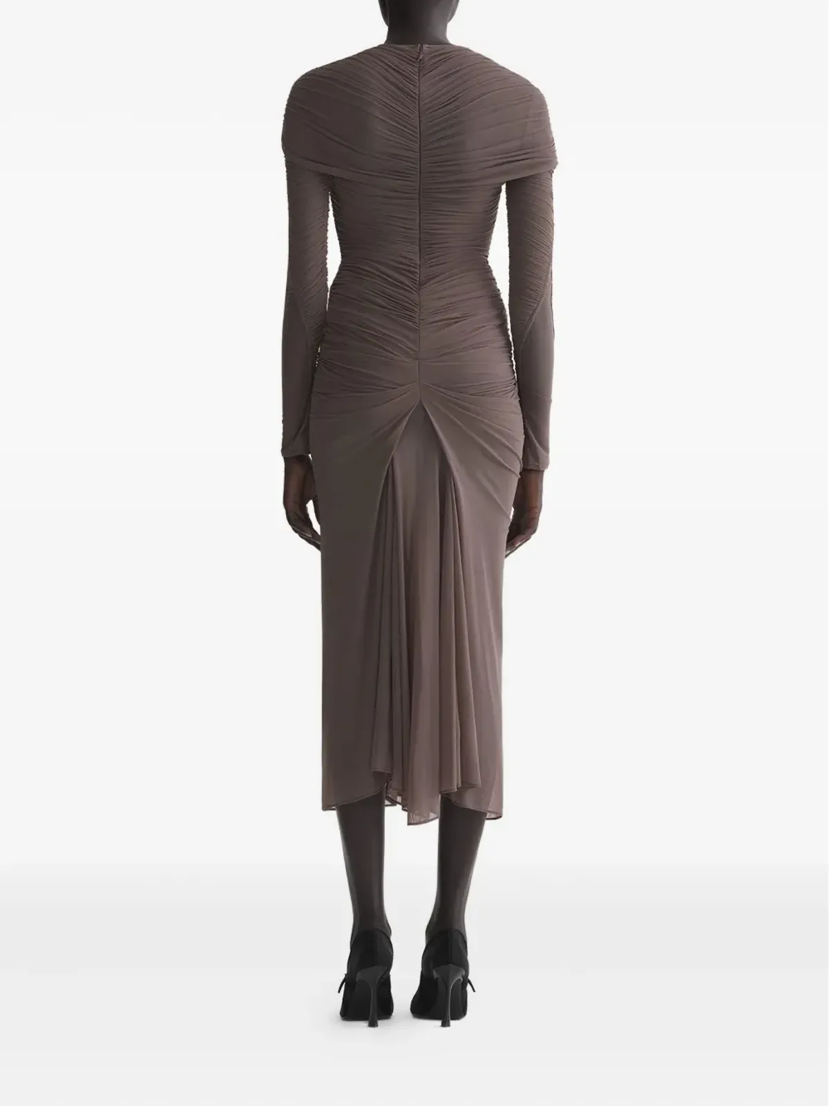 Mugler ギャザー入りメッシュ アシンメトリースカート - 画像4