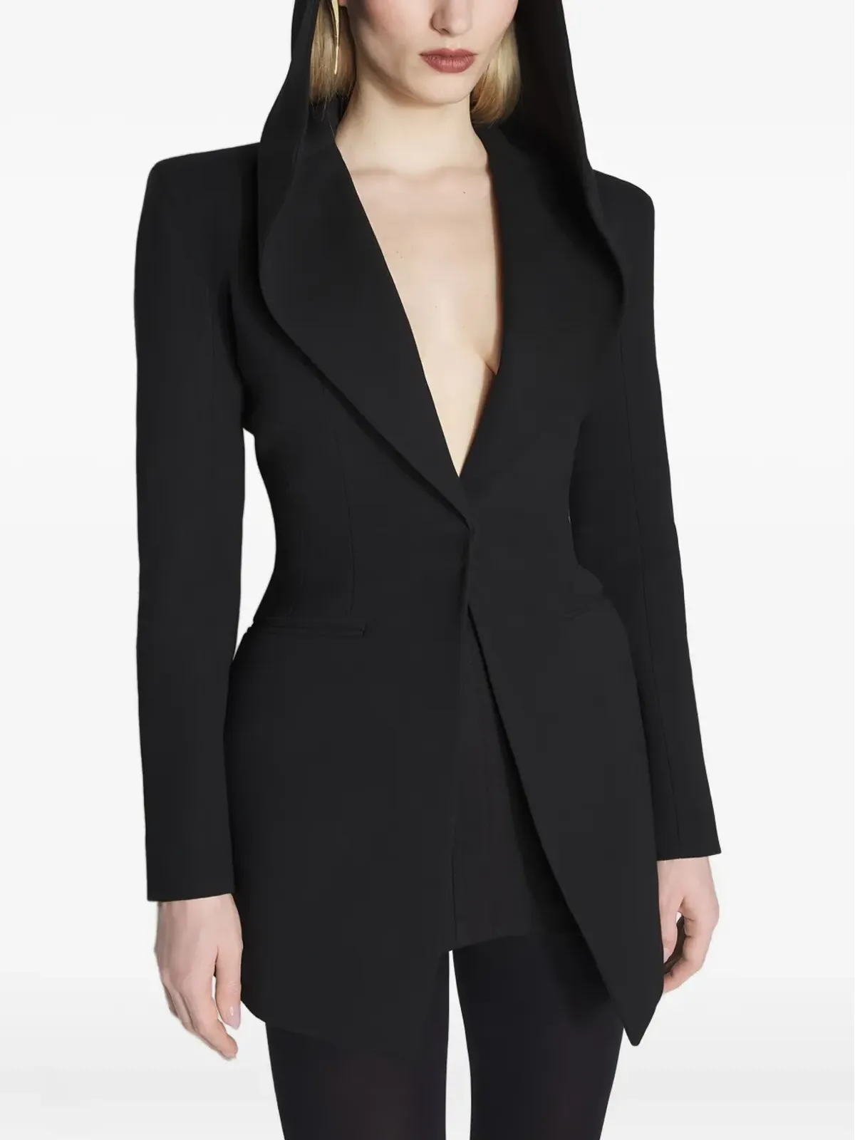 Mugler hooded padded-shoulder jacket - Black - 画像1