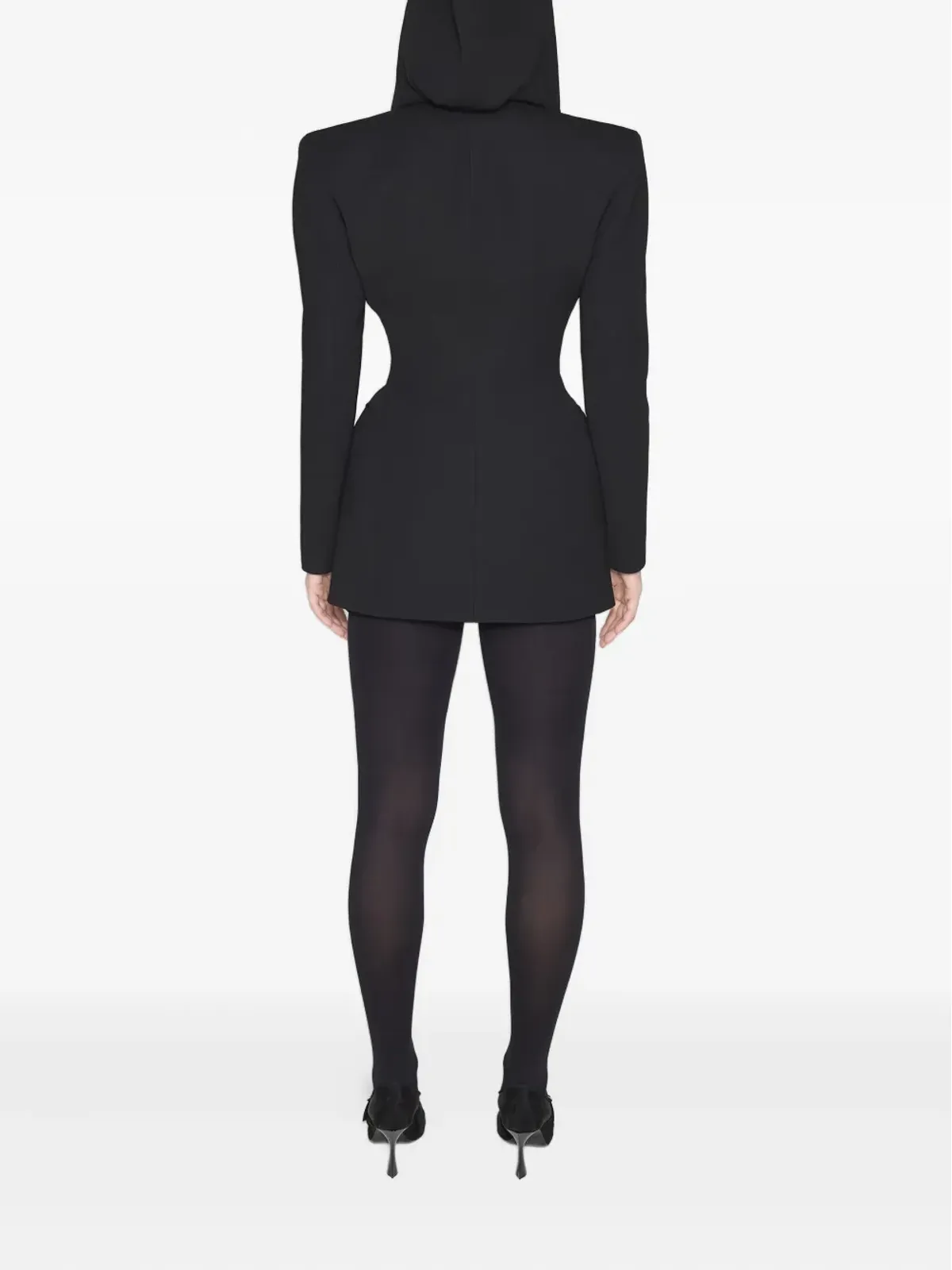 Mugler hooded padded-shoulder jacket - Black - 画像3