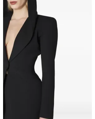 Mugler hooded padded-shoulder jacket - Black - サムネイル4