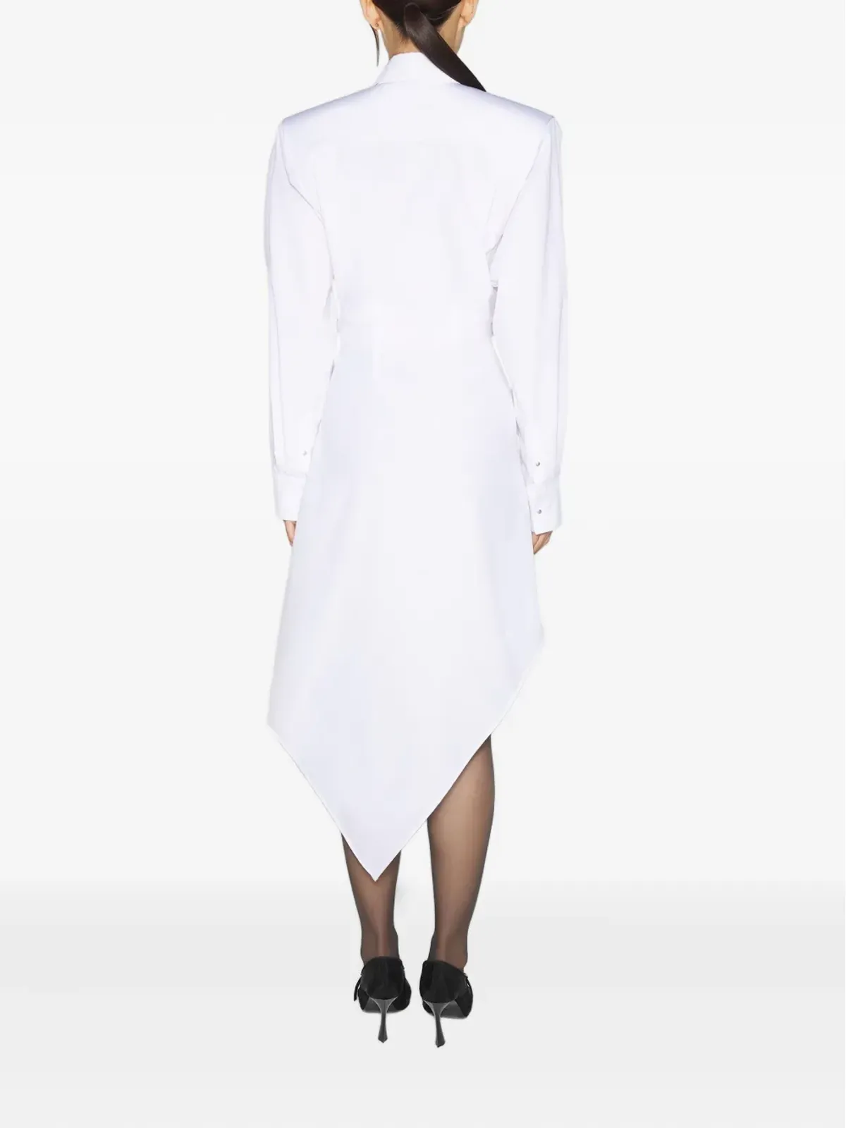 Mugler パッドショルダー アシンメトリカル シャツドレス - 画像3