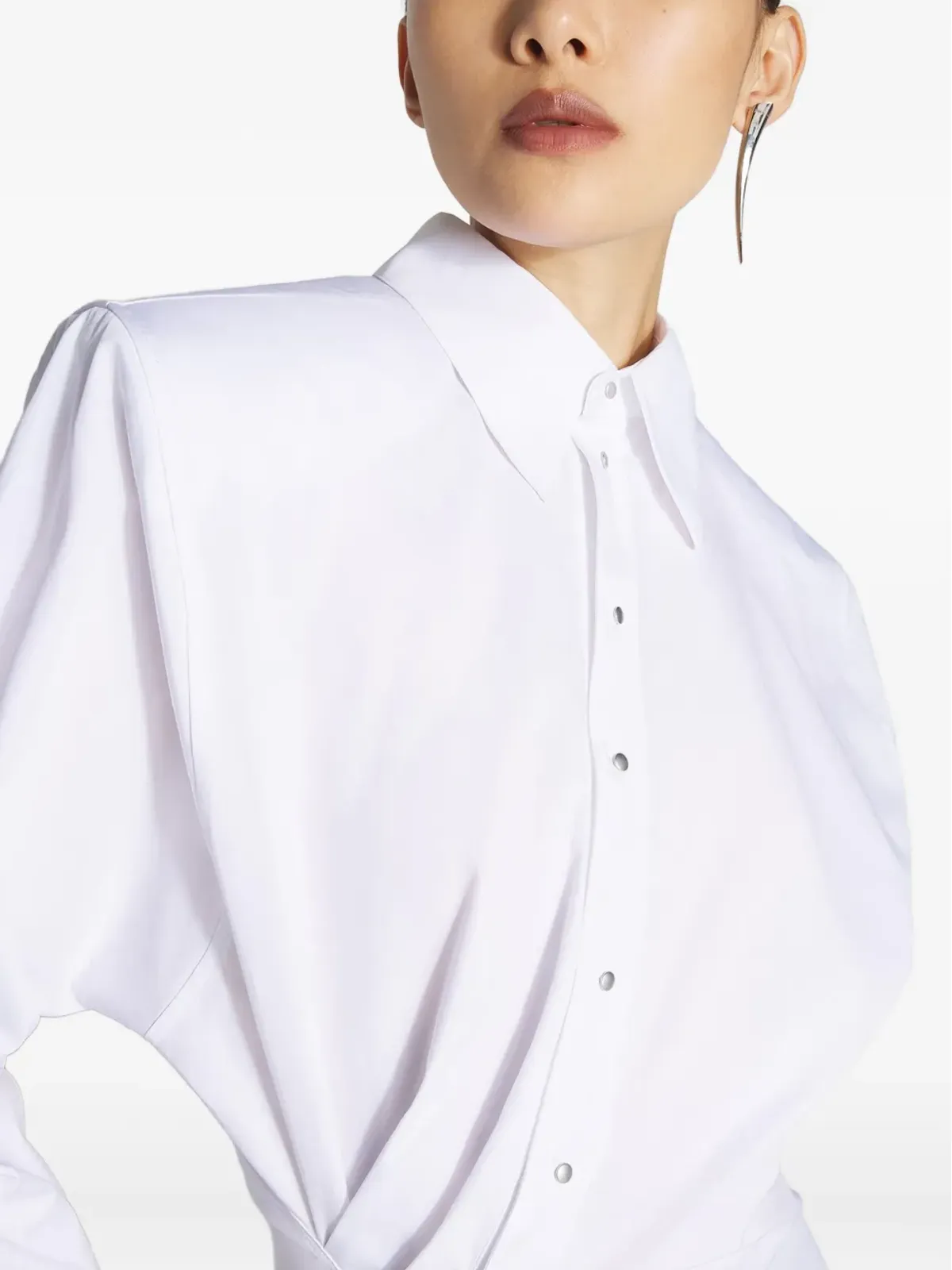 Mugler パッドショルダー アシンメトリカル シャツドレス - 画像4