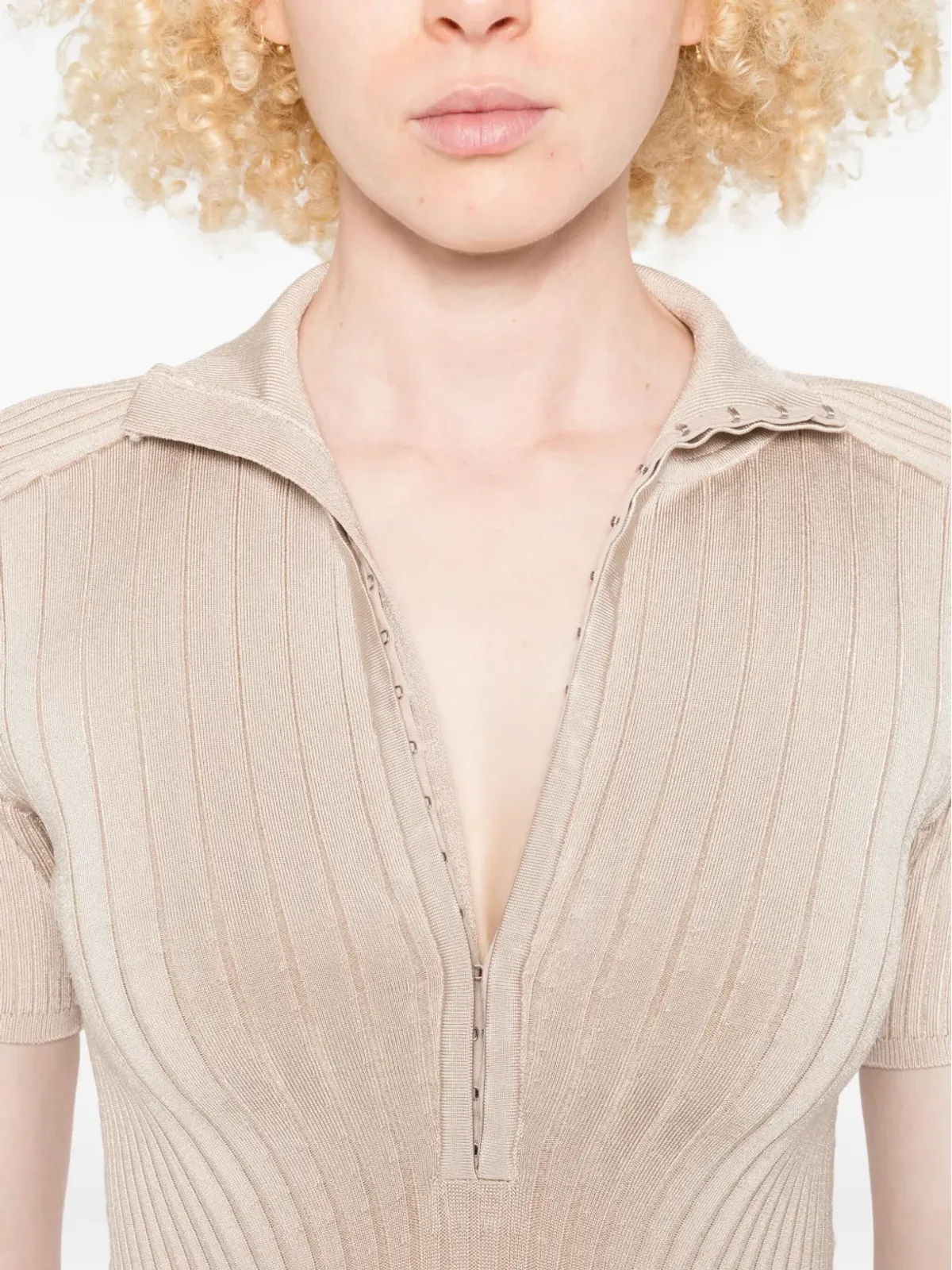 Mugler ホックとアイ付きリブ編みミディドレス - 画像5