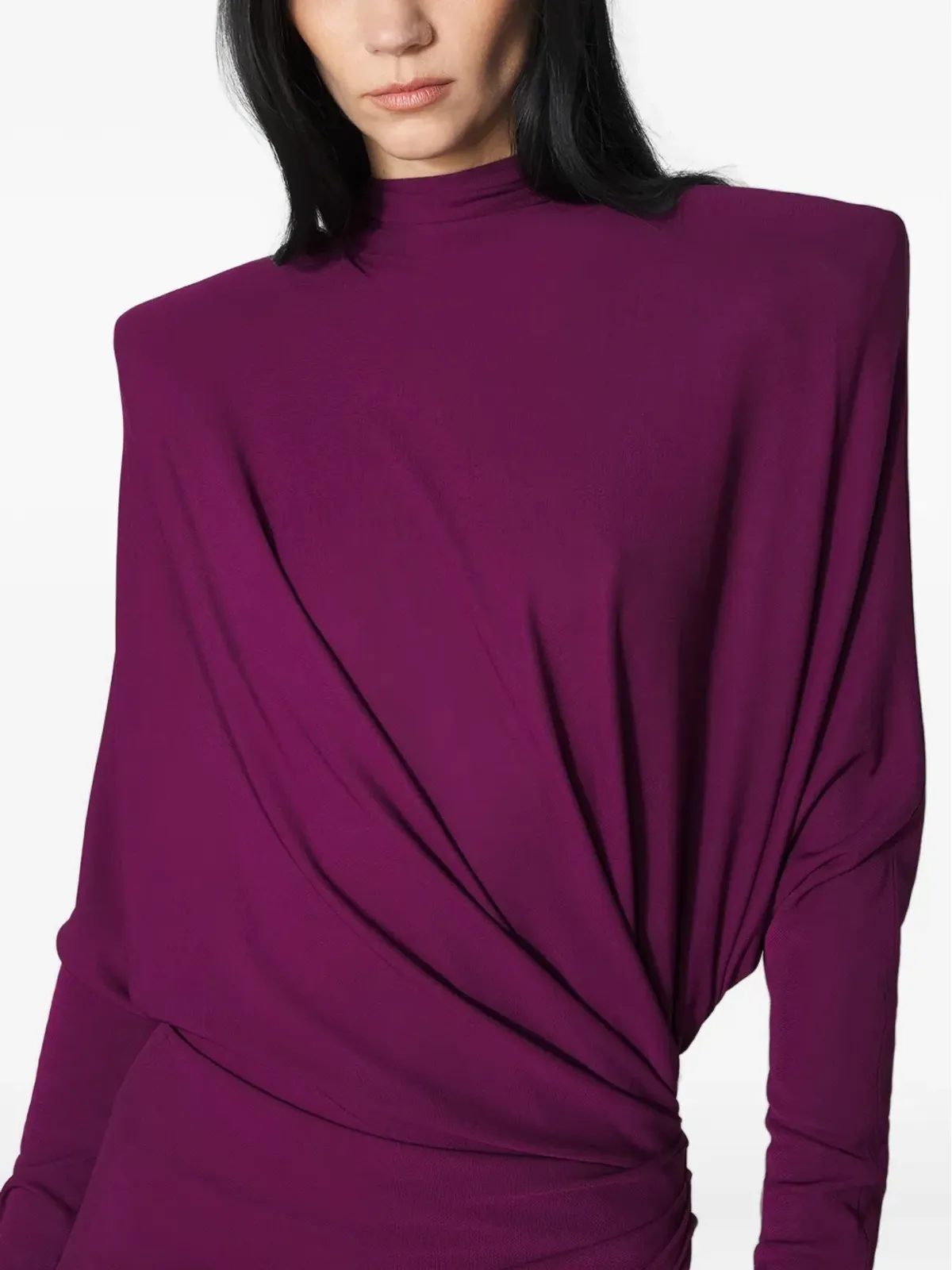Mugler ドレープ付きパッドショルダーマキシドレス - 画像3