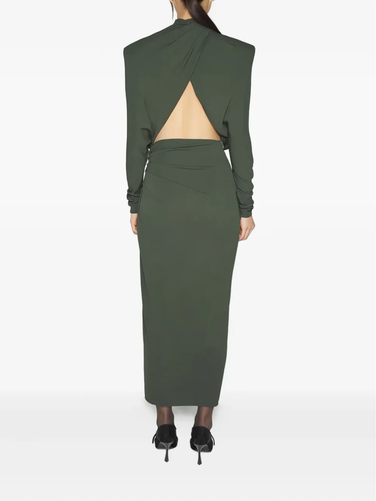 Mugler パッド入りショルダーミディドレス - 画像2