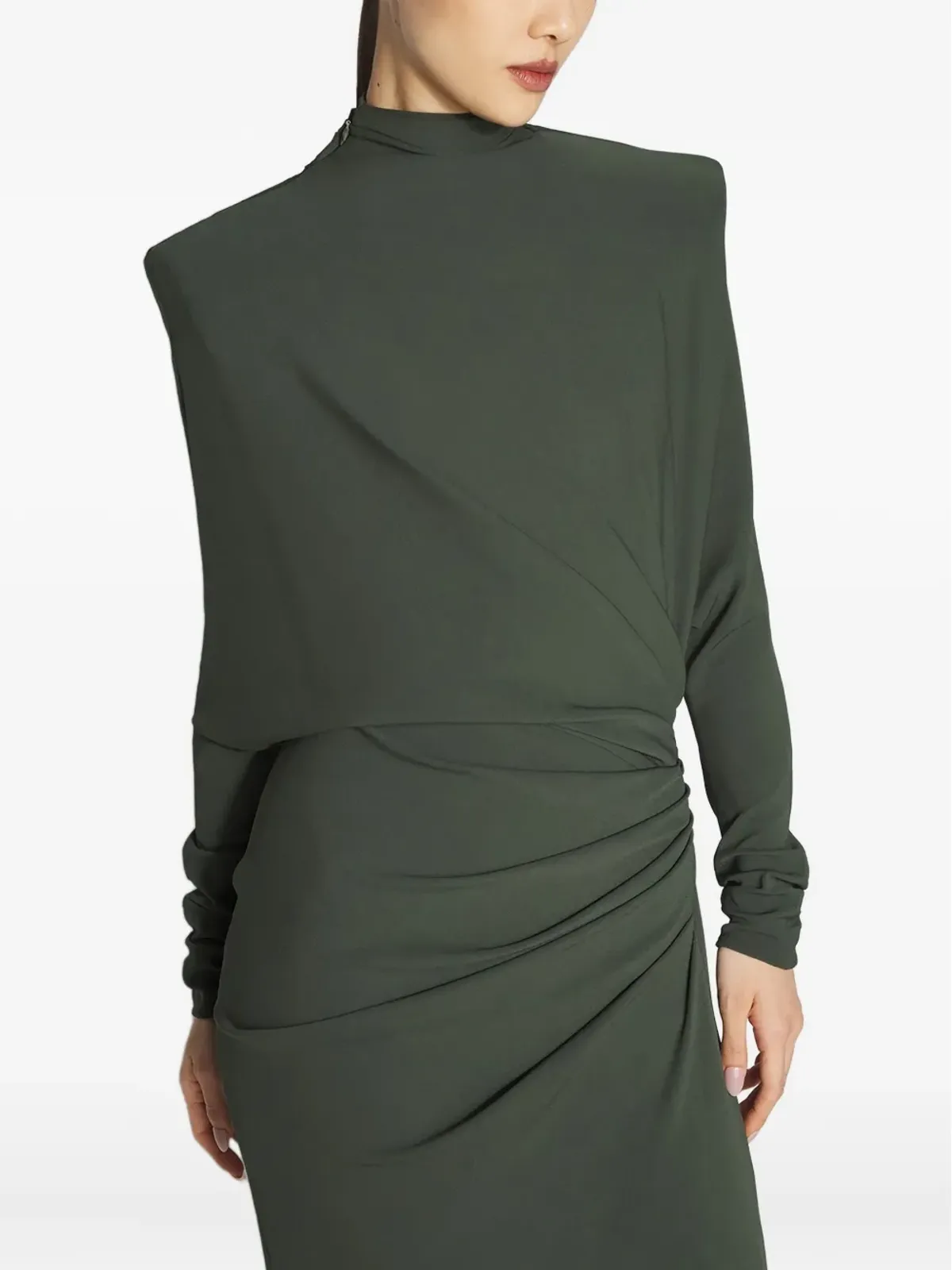Mugler パッド入りショルダーミディドレス - 画像3