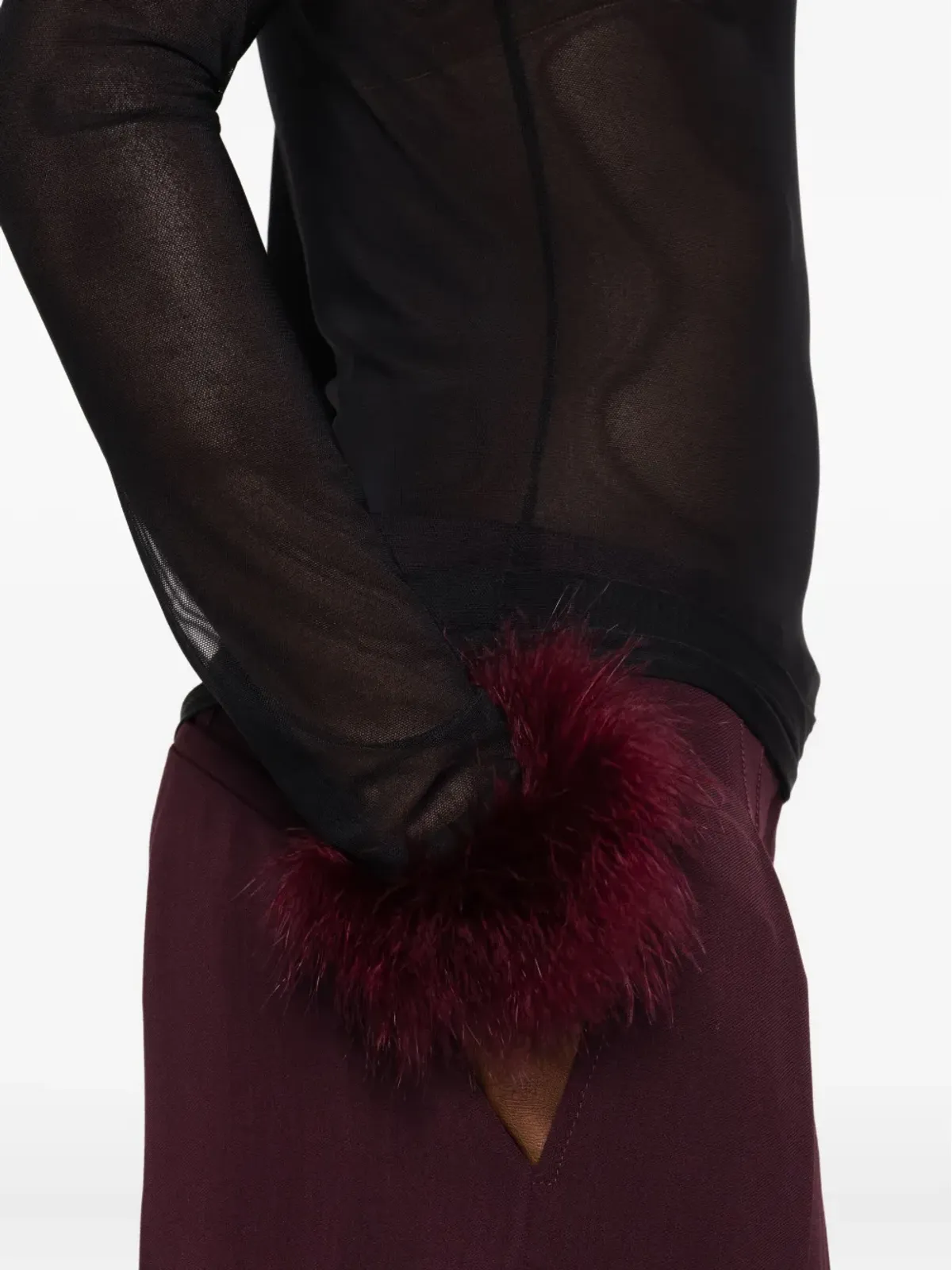 Mugler メッシュパネルフェザーカフストップ - 画像5