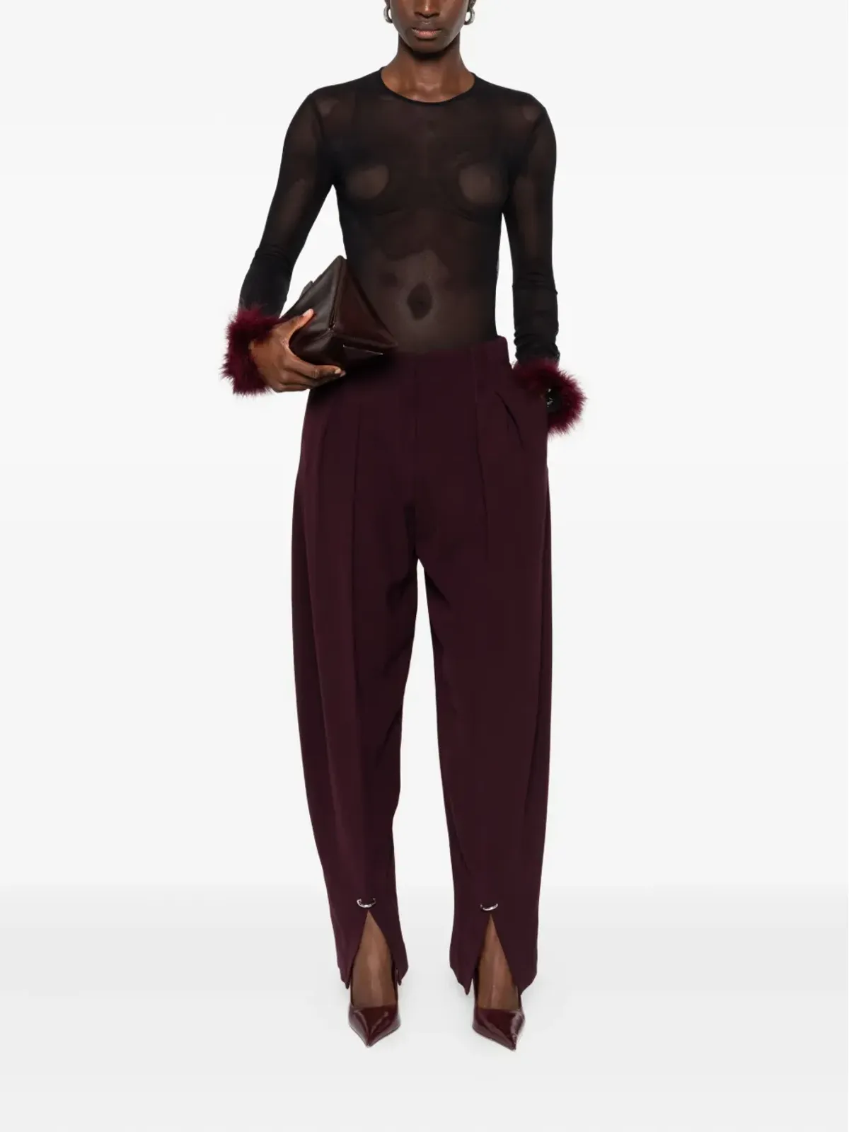 Mugler メッシュパネルフェザーカフストップ - 画像2