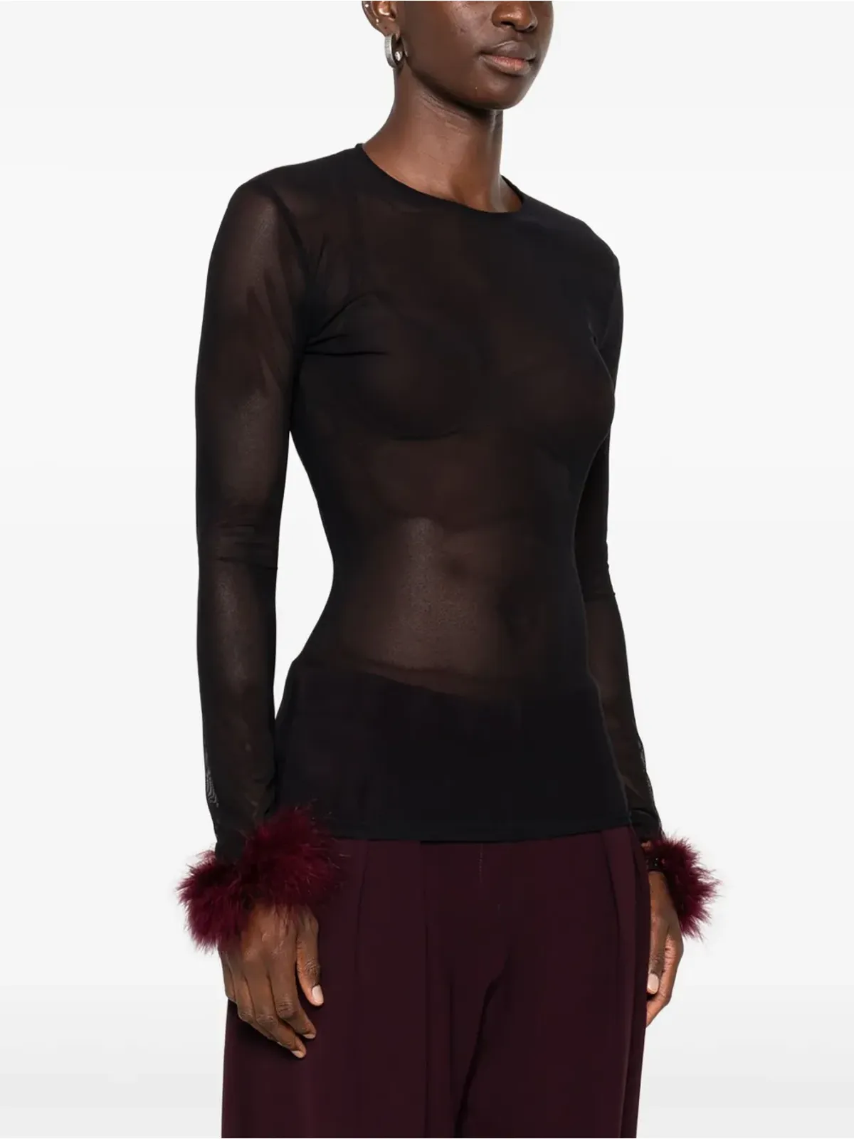Mugler メッシュパネルフェザーカフストップ - 画像3