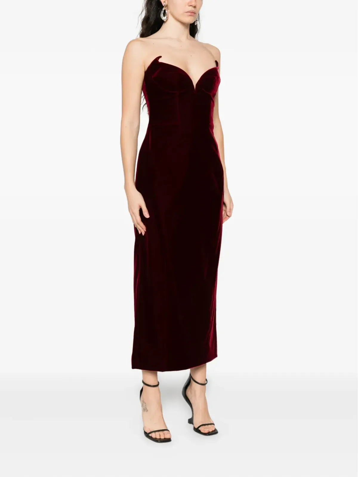 Mugler ボルドー色のイブニングドレス - 画像3