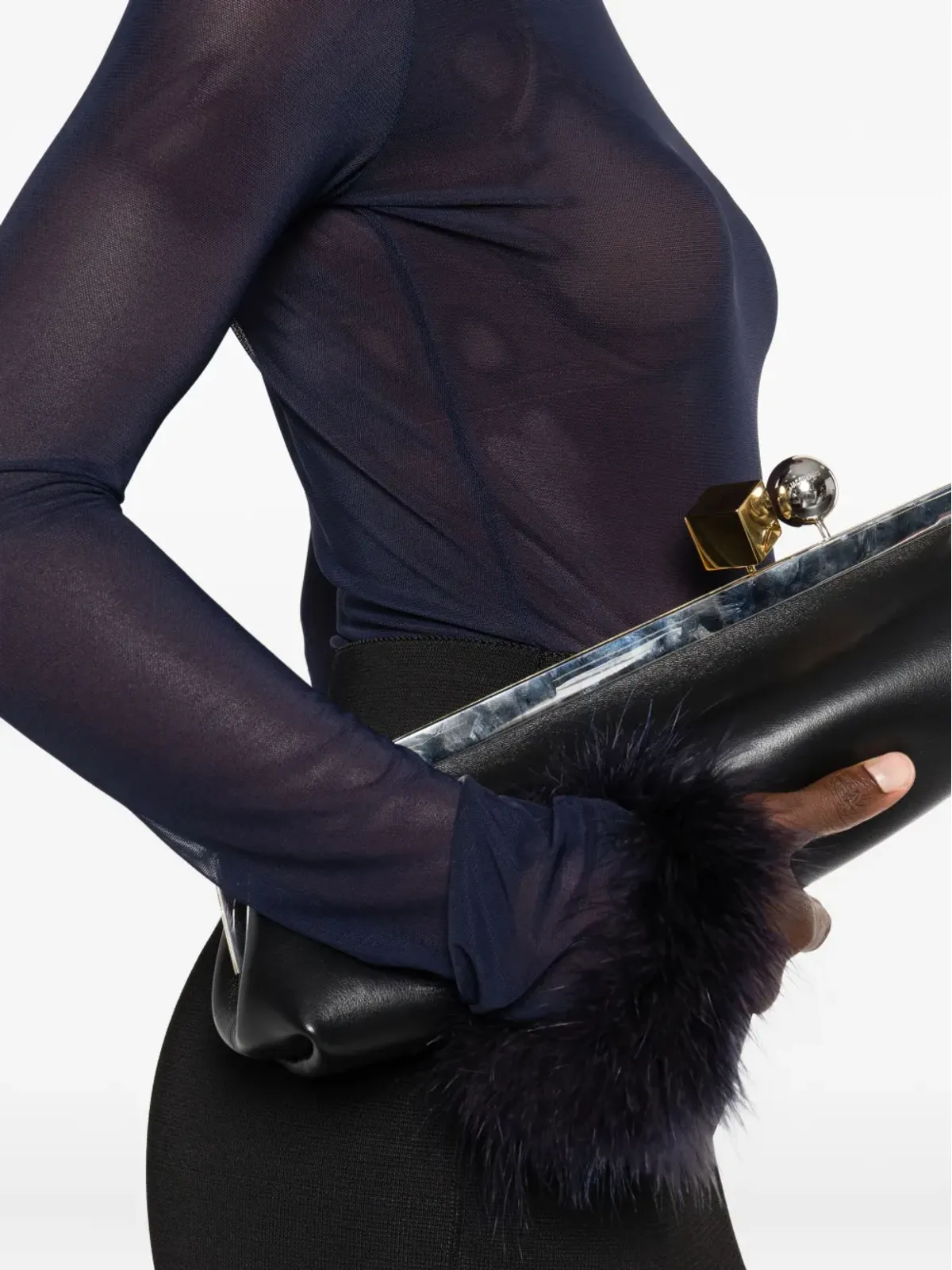 Mugler メッシュフェザーカフトップ - 画像5