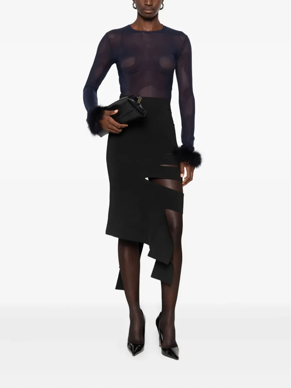Mugler メッシュフェザーカフトップ - 画像2
