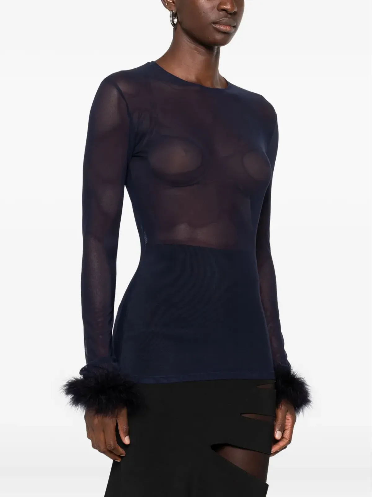 Mugler メッシュフェザーカフトップ - 画像3