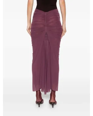 Mugler リュシュド メッシュ マキシスカート - パープル - サムネイル4