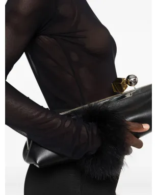 Mugler フェザーカフ付きメッシュトップ - サムネイル5
