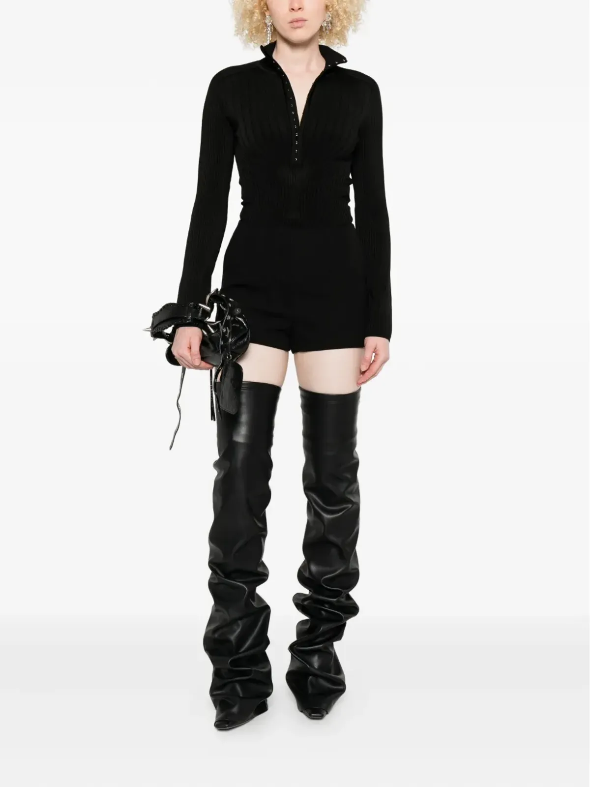 Mugler リブ編みモックネックセーター - 画像2