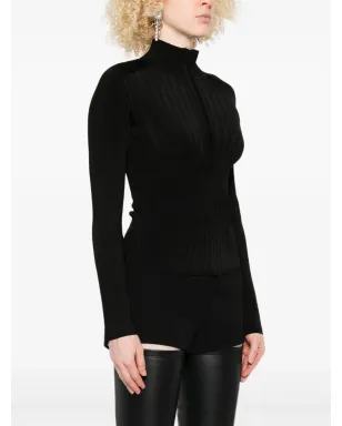 Mugler リブ編みモックネックセーター - サムネイル3