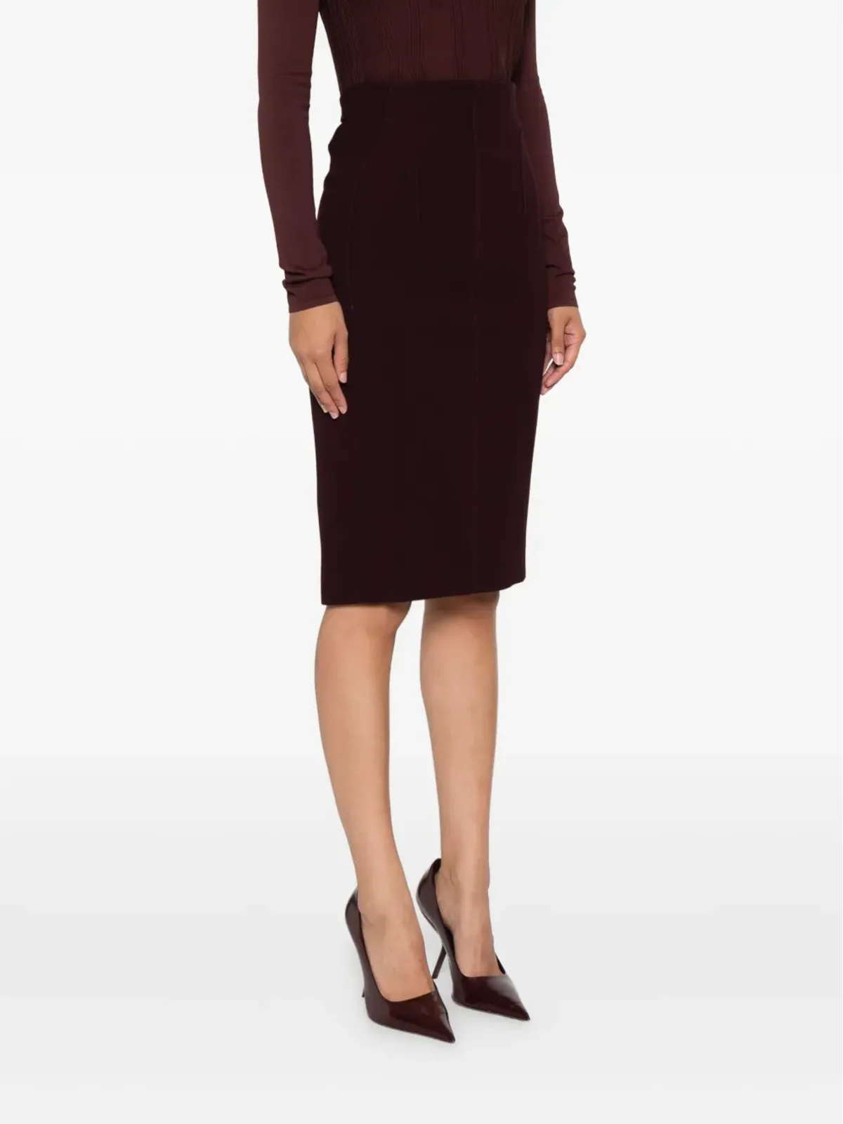 Mugler バックルディテールのペンシルスカート - レッド - 画像3