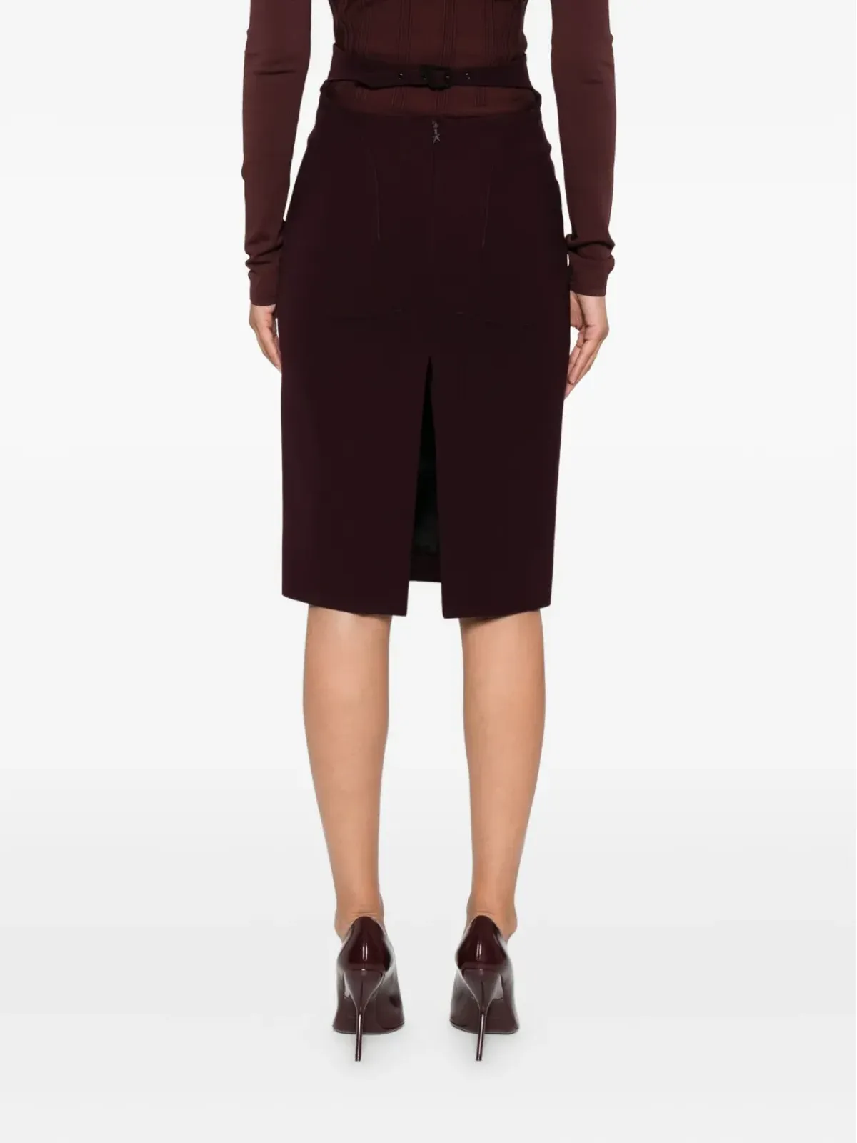 Mugler バックルディテールのペンシルスカート - レッド - 画像4