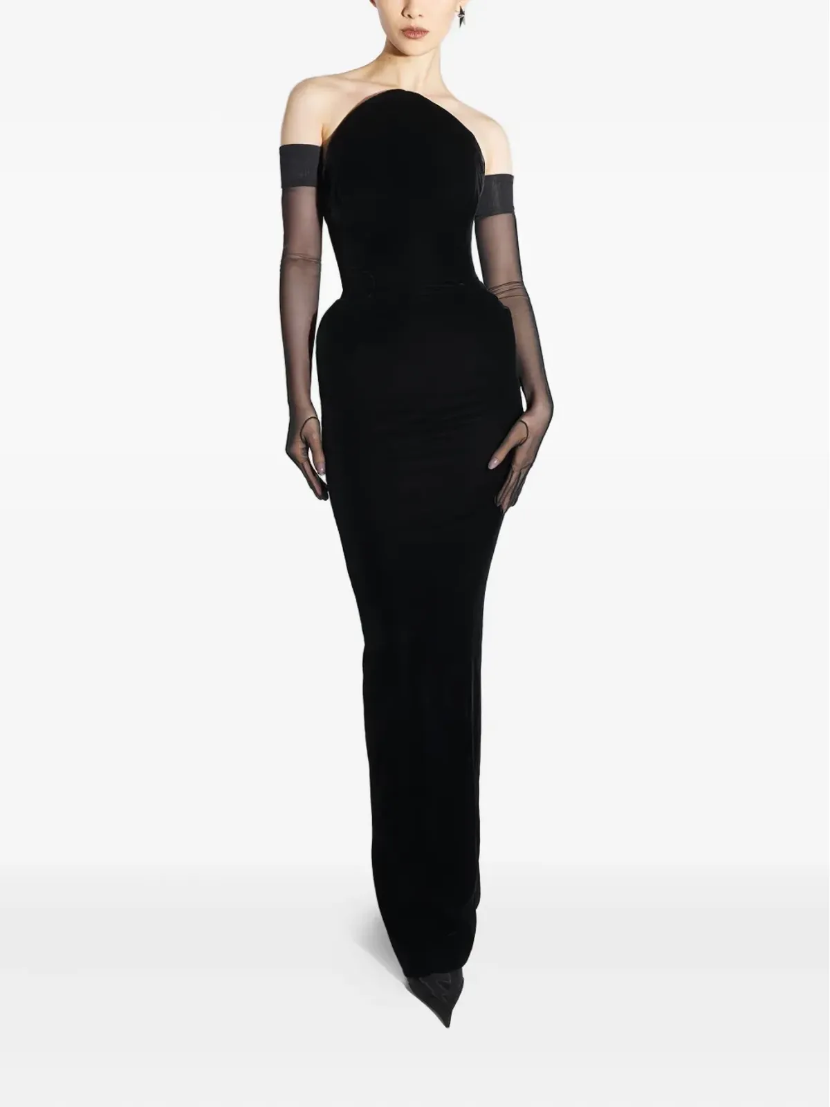 Mugler オフショルダーマキシドレス - 画像5