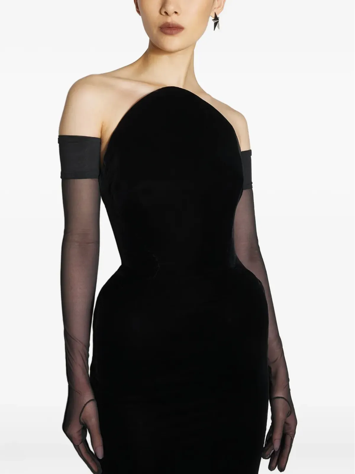 Mugler オフショルダーマキシドレス - 画像3