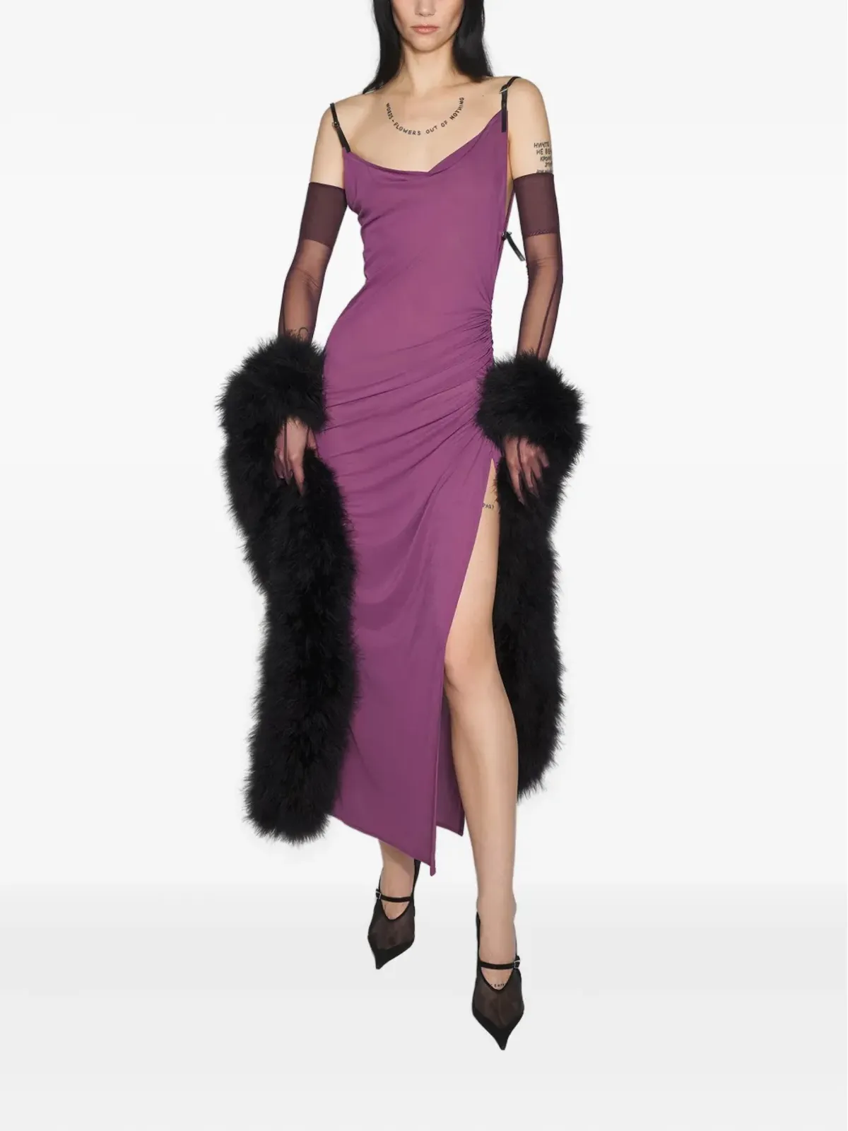 Mugler サイドスプリットミディドレス - 画像2