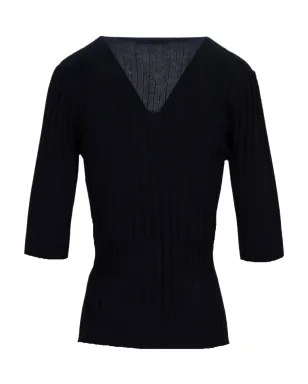 LA ROSE V-neck ribbed top - サムネイル3