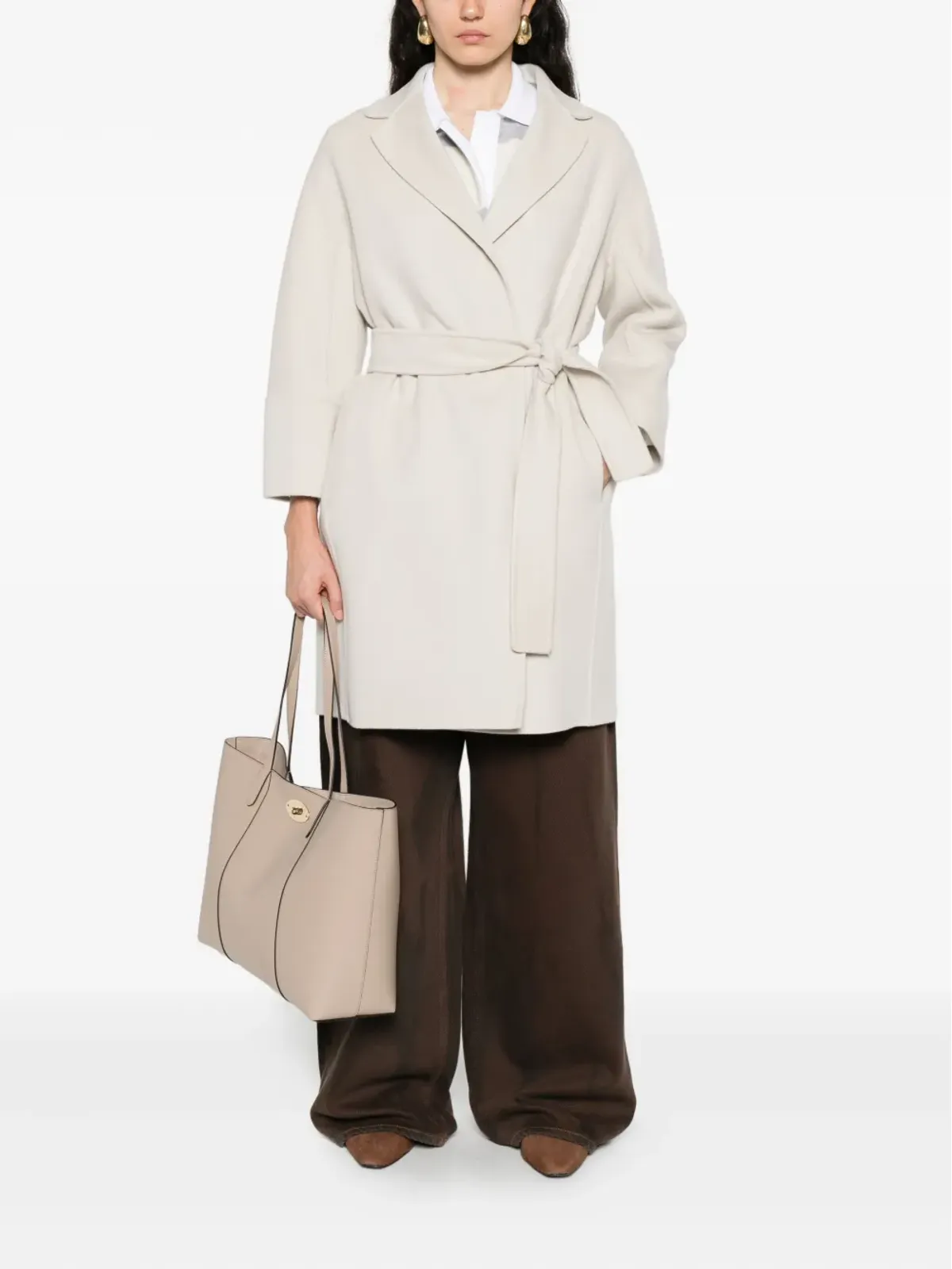 S Max Mara ベルト付きラペルコート - 画像2