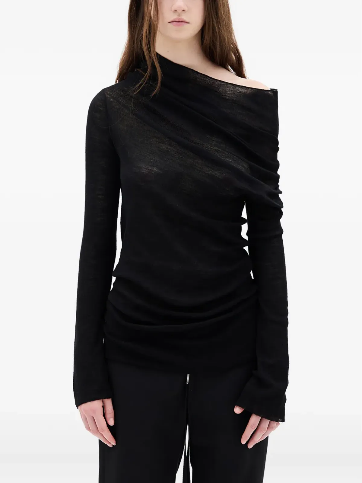 Ann Demeulemeester Tizziana ドロップショルダー ロングスリーブトップ ブラック - 画像1