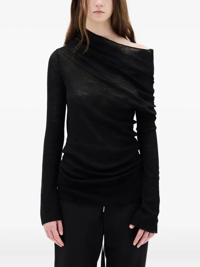 Ann Demeulemeester Ann Demeulemeester Tizziana ドロップショルダー ロングスリーブトップ ブラックの商品画像