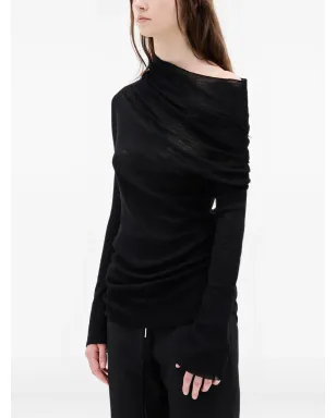Ann Demeulemeester Tizziana ドロップショルダー ロングスリーブトップ ブラック - サムネイル3