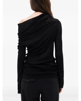 Ann Demeulemeester Tizziana ドロップショルダー ロングスリーブトップ ブラック - サムネイル4