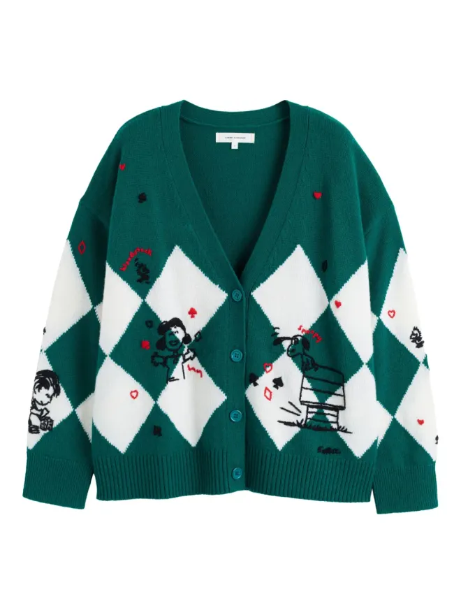 Chinti & Parker Chinti & Parker x Peanuts ダイヤモンド柄カーディガン - グリーンの商品画像