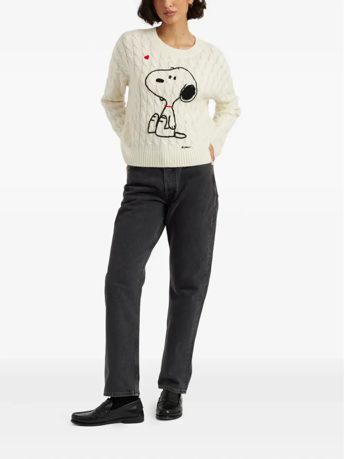 Chinti & Parker Snoopyモチーフ ケーブルニットセーター - 画像2
